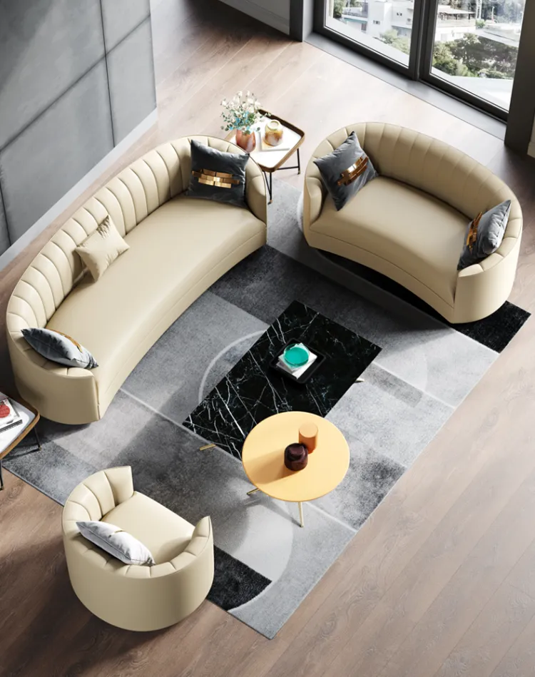 洛品家具 极简轻奢皮沙发真皮沙发创意弧形沙发 XQ052(图4)