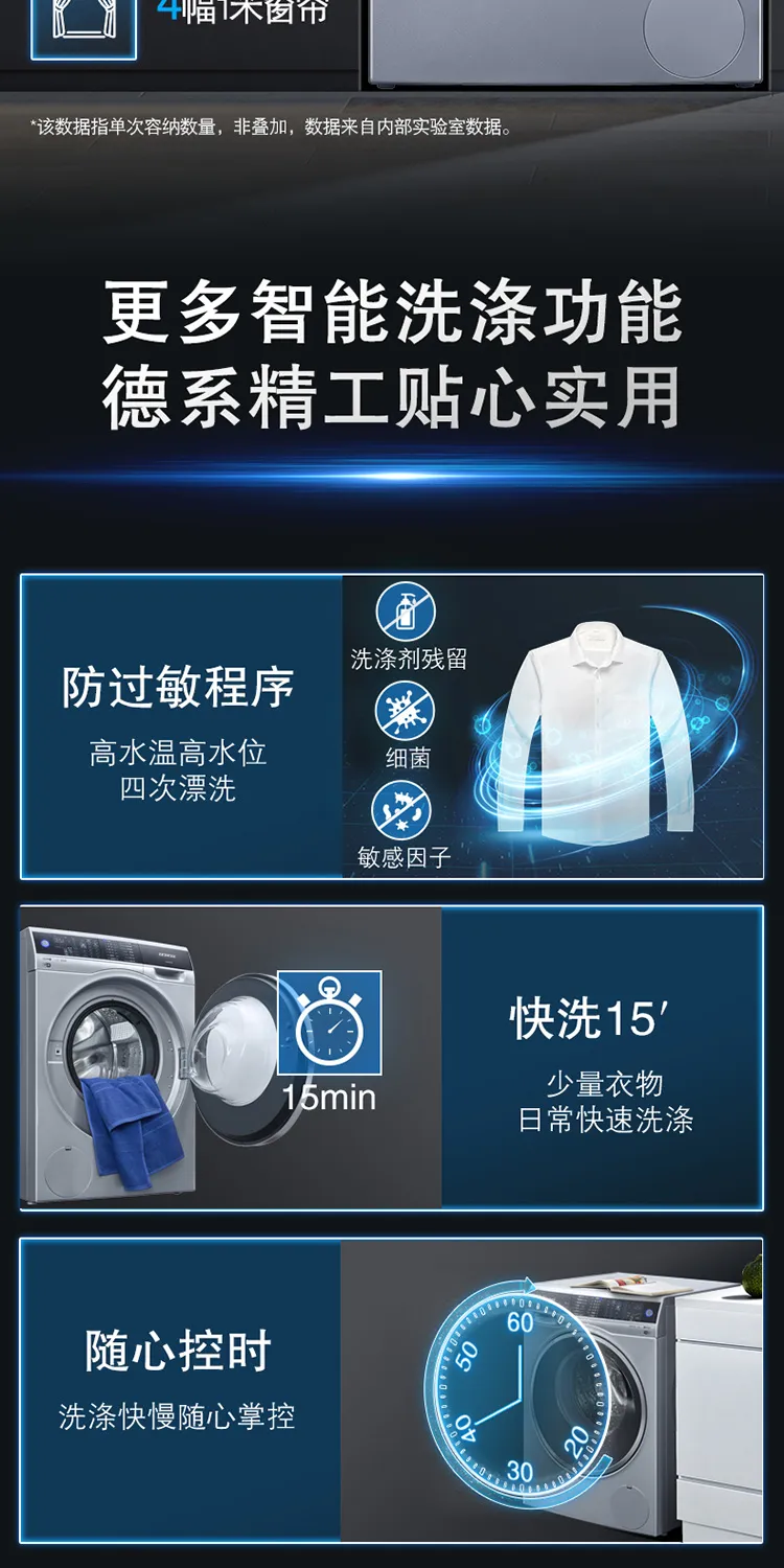 西门子10公斤全自动滚筒洗衣机除螨除菌WG54C3B8HW(图5)