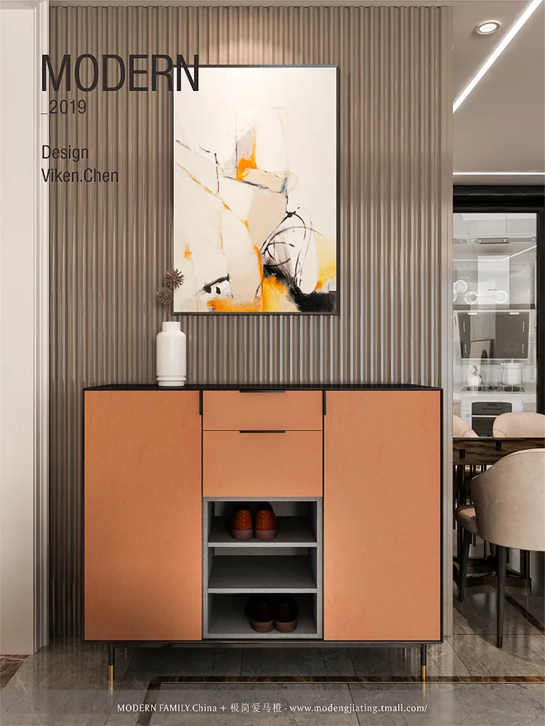 摩登家庭 现代轻奢摩橙系列鞋柜不锈钢电镀 CQ2019103XG(图2)