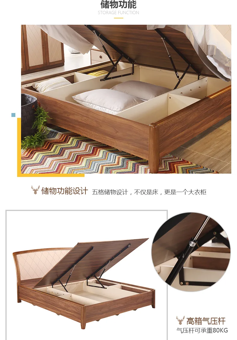 A家 北欧床双人床卧室家具现代简约卧室 艾尚北欧 U006(图8)