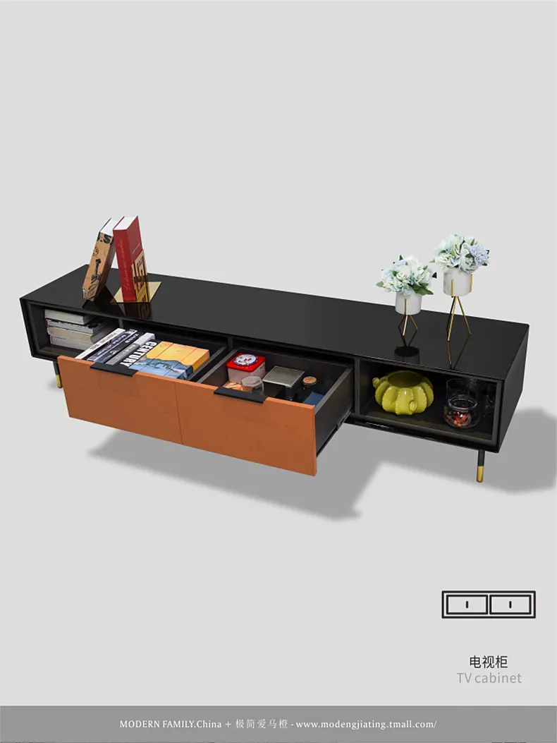 摩登家庭 设计师橙纹电视柜意式极简烤漆矮柜 CQ2019106D(图8)