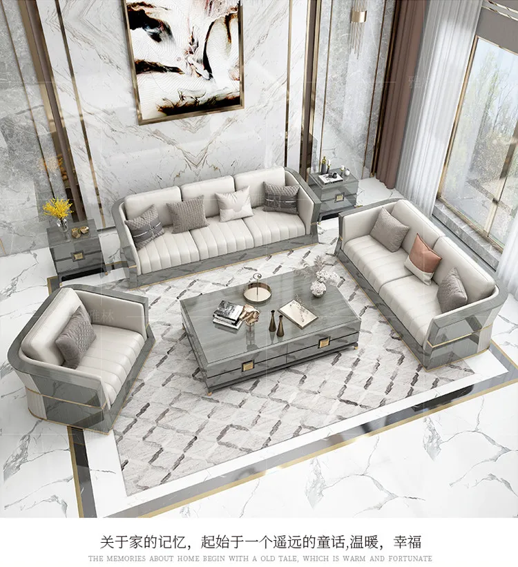 朱丽叶 后现代意式轻奢美式实木沙发组合客厅简约头层真皮 829#沙发(图6)