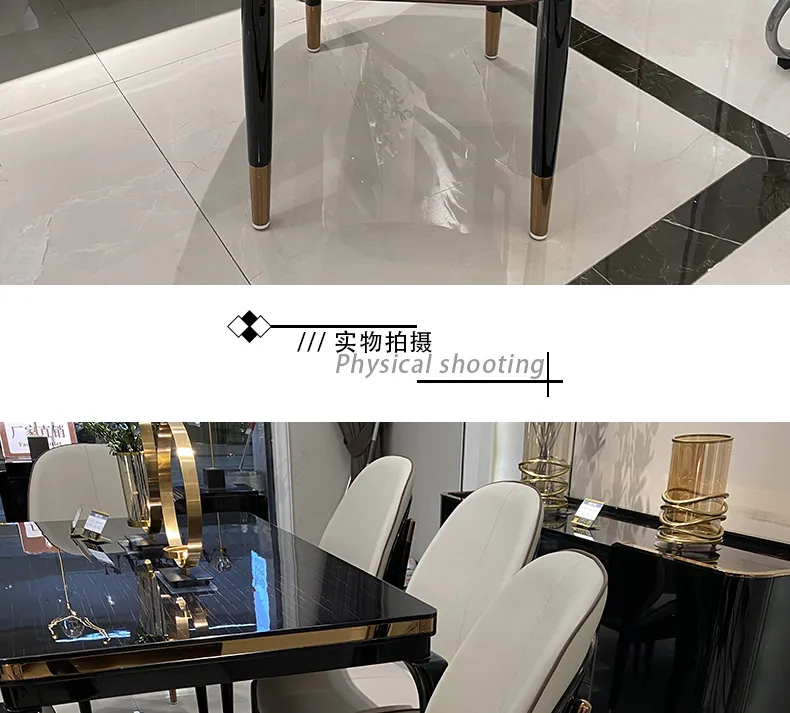 现代海马 意式轻奢餐桌椅组合 大小户型后现代实木桌椅 阿玛尼餐桌(图7)