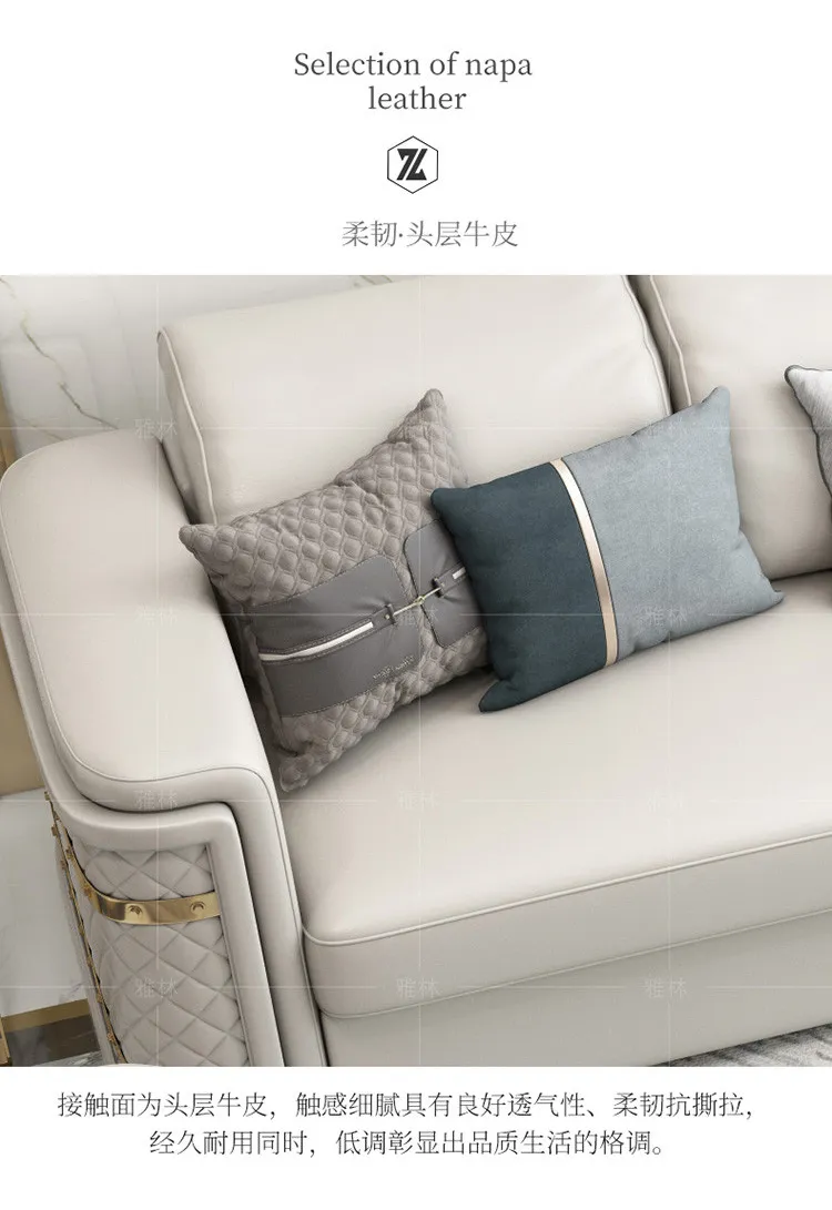 朱丽叶 后现代轻奢真皮沙发轻奢家具美式整装欧式别墅皮沙发 603#沙发(图12)