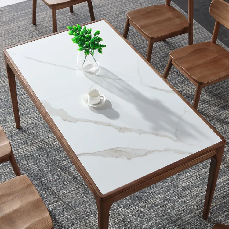 经欧家具 北欧岩板餐桌现代简约实木餐桌小户型家用207#系列(图2)