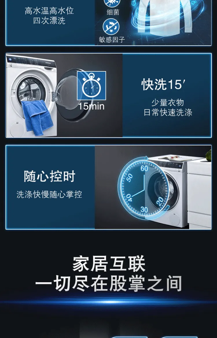 西门子10公斤大容量滚筒洗衣机家居互联WG54C3B0HW(图10)