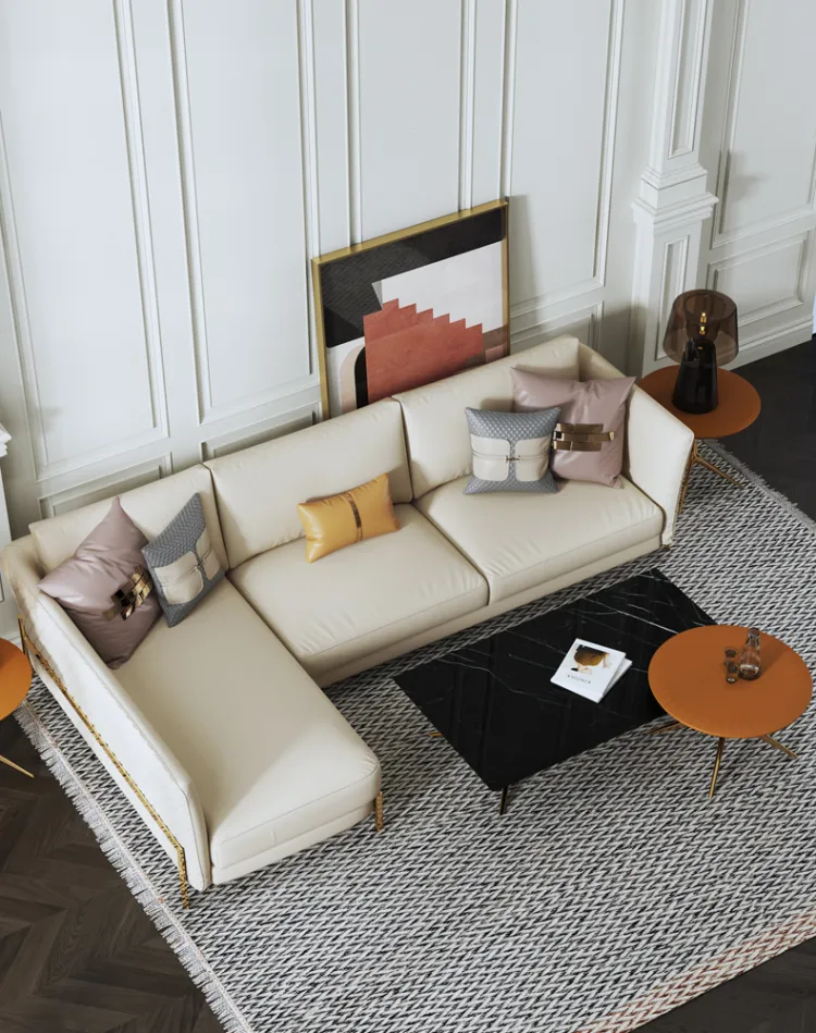 洛品家具 轻奢沙发后现代简约客厅家具大户型转角皮 XQ056(图5)