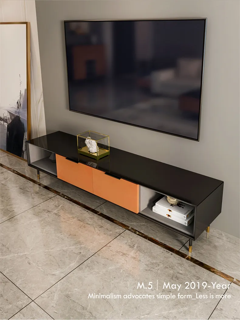 摩登家庭 设计师橙纹电视柜意式极简烤漆矮柜 CQ2019106D(图3)