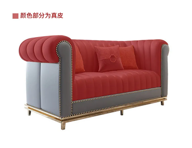 朱丽叶 后现代简约沙发美式轻奢真皮沙发小户型三人位北欧客厅组合 QY05#沙发(图17)