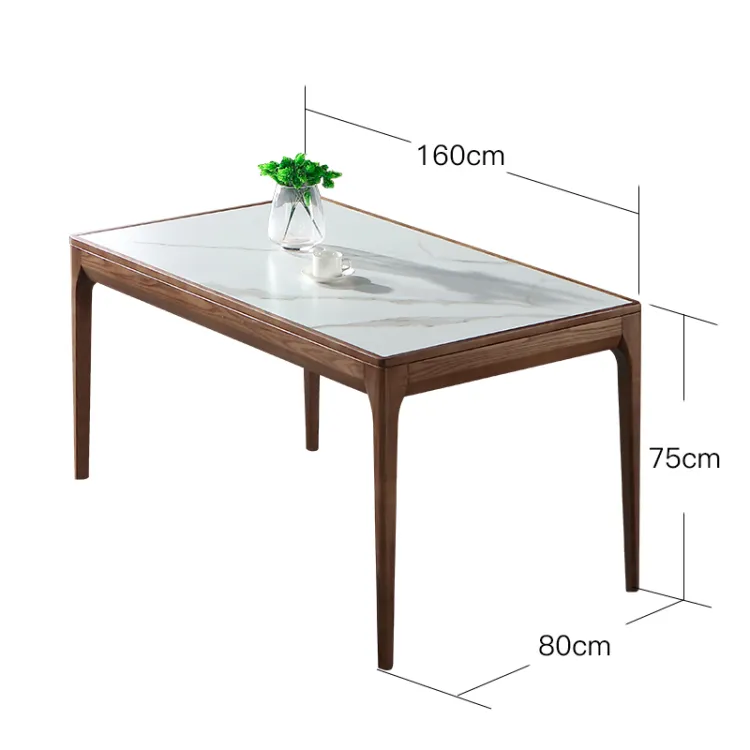 经欧家具 北欧岩板餐桌现代简约实木餐桌小户型家用207#系列(图5)