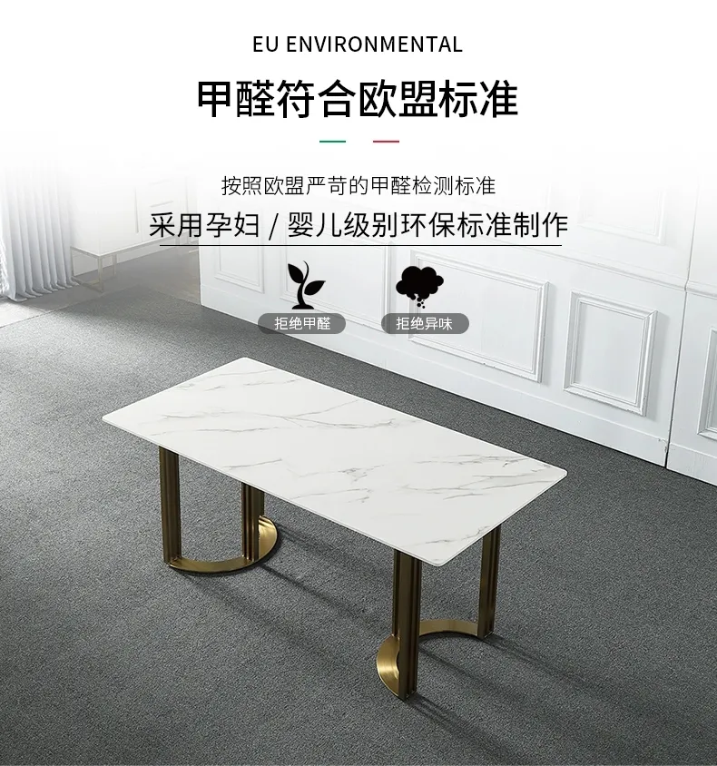现代海马 北欧大理石长方形餐桌椅饭桌轻奢家用小户型现代简约进口岩板餐桌 z14(图5)