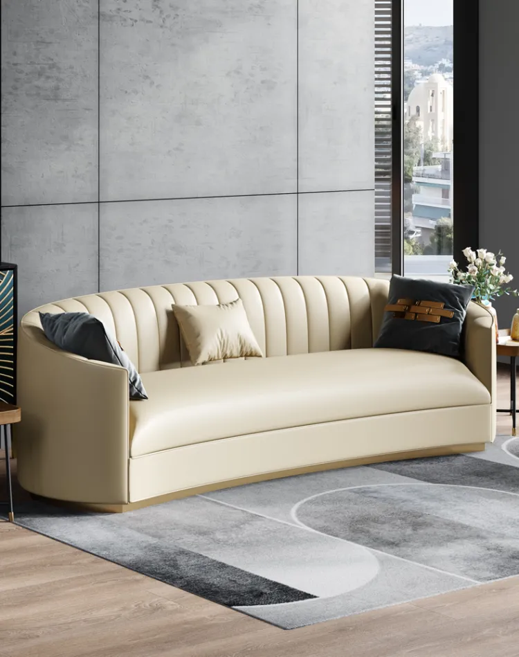 洛品家具 极简轻奢皮沙发真皮沙发创意弧形沙发 XQ052(图5)
