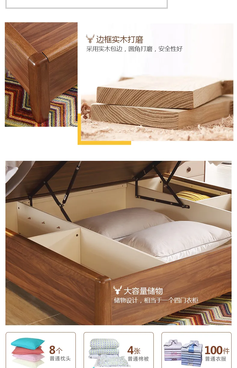 A家 北欧床双人床卧室家具现代简约卧室 艾尚北欧 U006(图9)