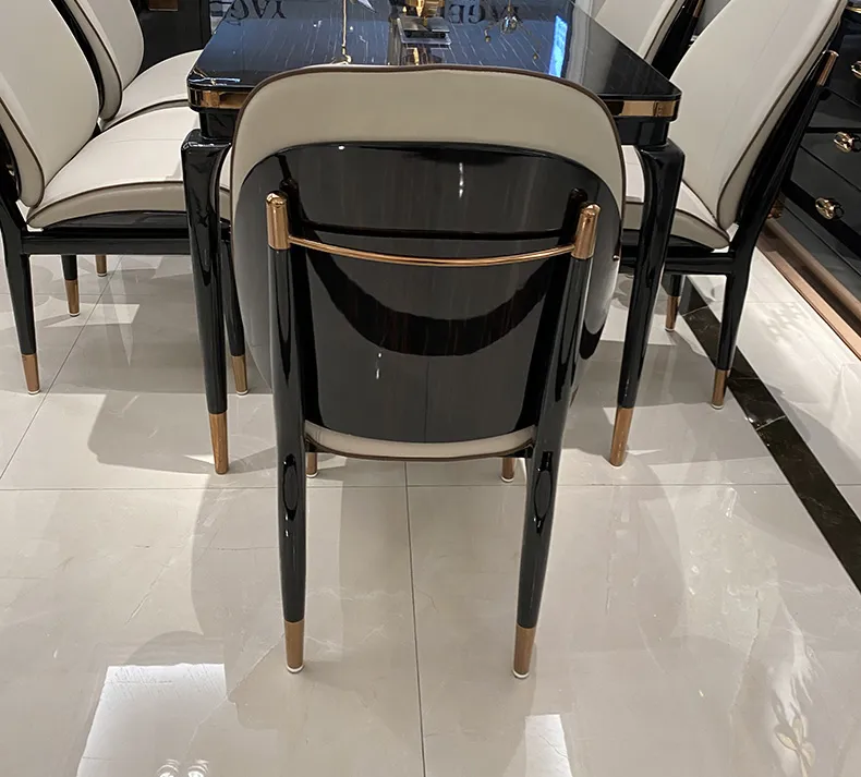 现代海马 意式轻奢餐桌椅组合 大小户型后现代实木桌椅 阿玛尼餐桌(图9)