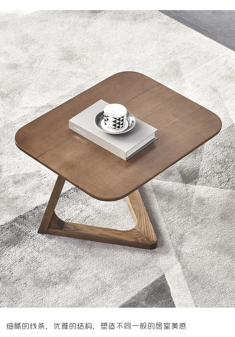 优木良匠 北欧实木边几创意小户型角几置物小桌子朴系列 CE006(图4)
