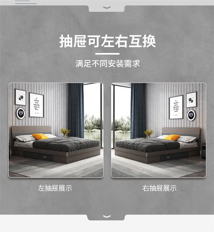 A家 双人床小户型卧室婚床 意式极简卧室家具 WJ1001(图4)