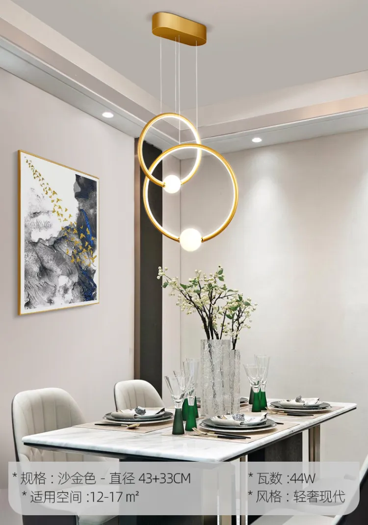 琪朗 餐厅吊灯现代简约LED轻奢戒指灯具创意个性家用吧台北欧灯 MD19001035系列(图17)