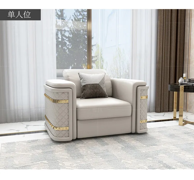 朱丽叶 后现代轻奢真皮沙发轻奢家具美式整装欧式别墅皮沙发 603#沙发(图10)
