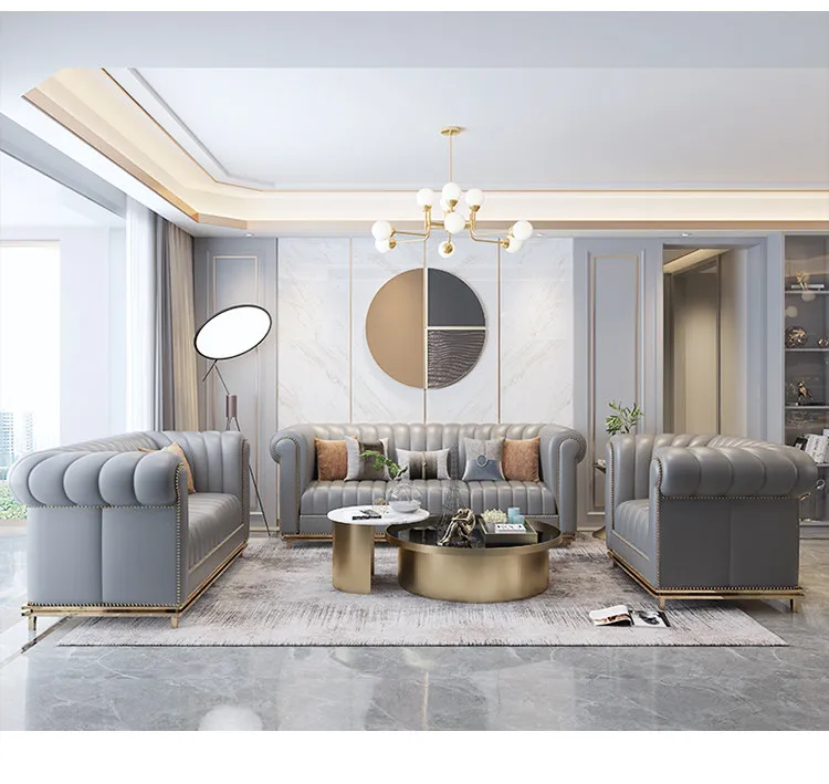 朱丽叶 后现代简约沙发美式轻奢真皮沙发小户型三人位北欧客厅组合 QY05#沙发(图5)