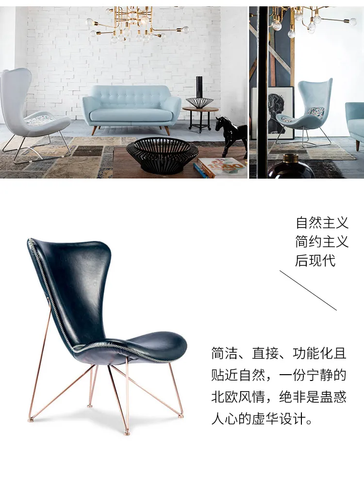 新零售平台 FIN设计师弧线高背布艺琉璃蓝花色单椅客厅座椅129034(图2)