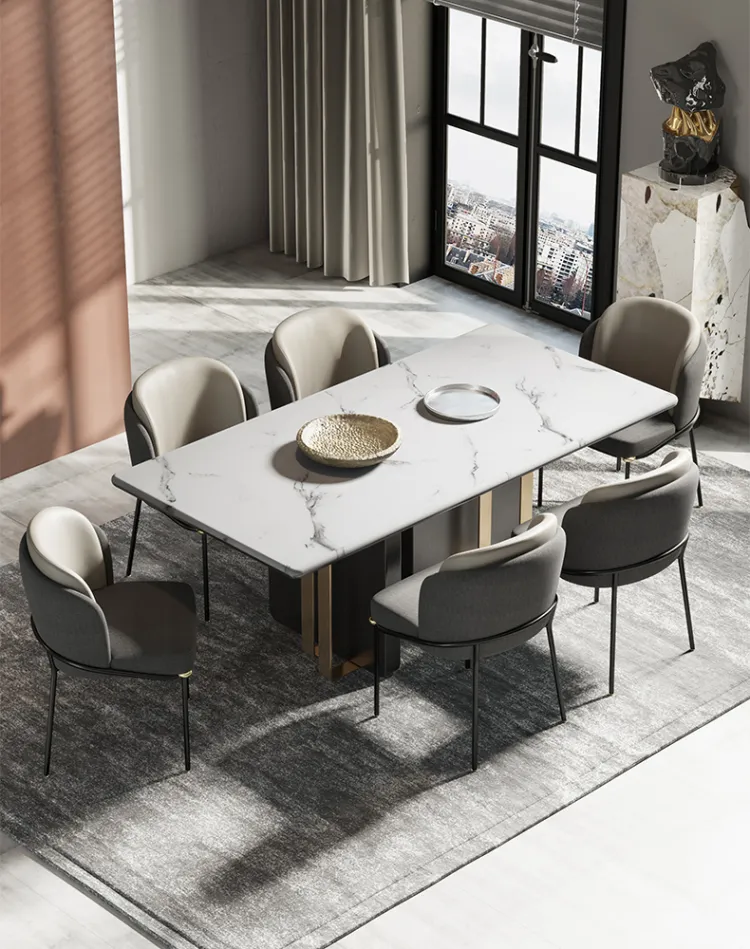 洛品家具 轻奢餐桌椅组合简约现代家用小户型长方形大理石 ZD-034(图6)