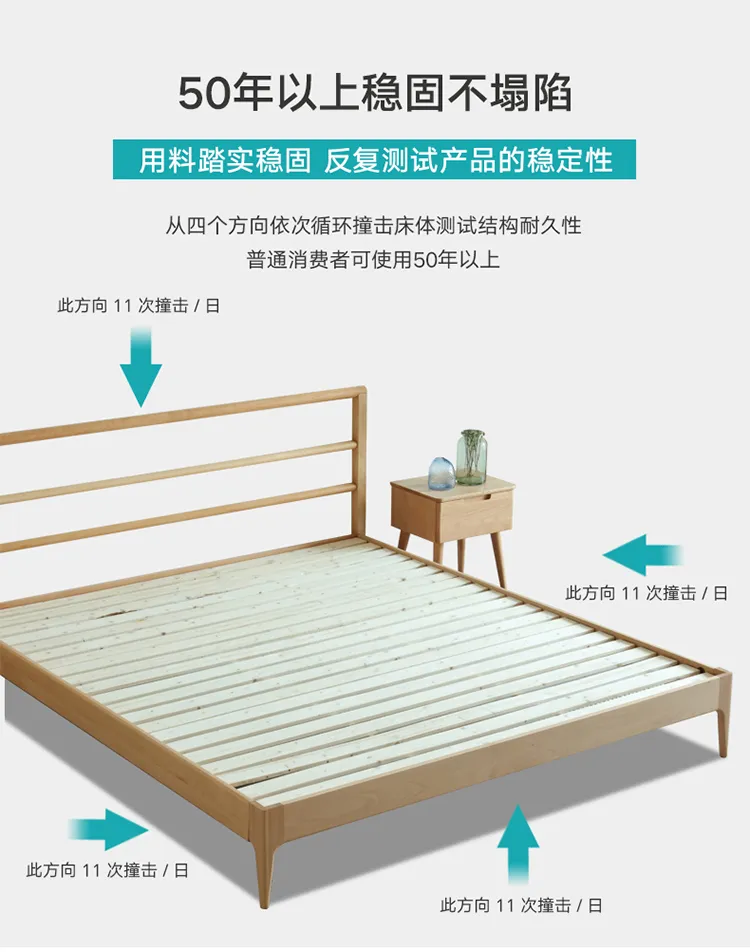 梦木旗 北欧实木床1.8米软包双人床现代简约主卧软靠婚床1.5小户型(图6)