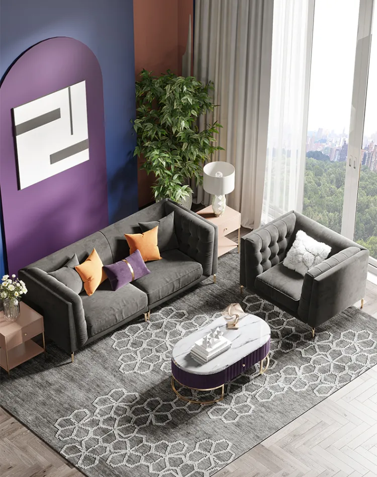 洛品家具 轻奢小户型沙发茶几组合设计师创意公寓 S-43(图6)