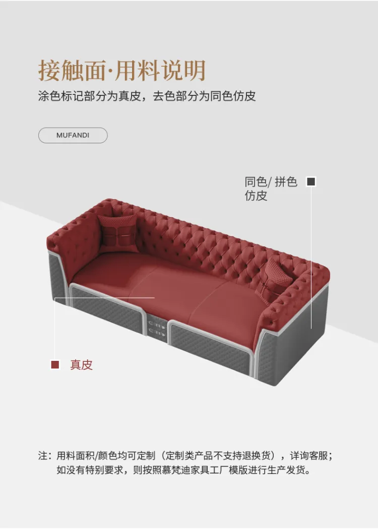 洛品家具 皮沙发意式轻奢真皮别墅大户型豪宅皮质沙发 S-081(图25)