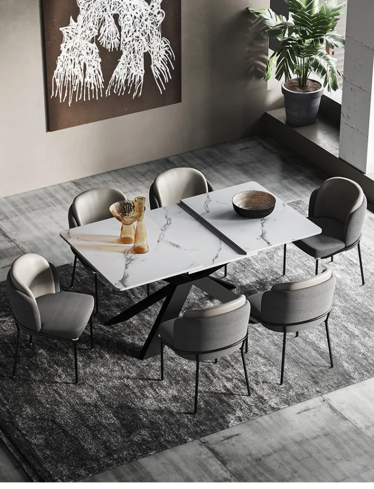 洛品家具 轻奢餐桌椅组合简约现代家用小户型长方形大理石 ZD-034(图10)