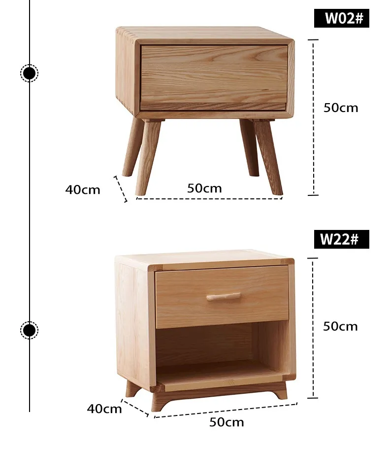 华松居 实木北欧床头柜简约白蜡木储物柜现代床边柜组合 227-A(图8)