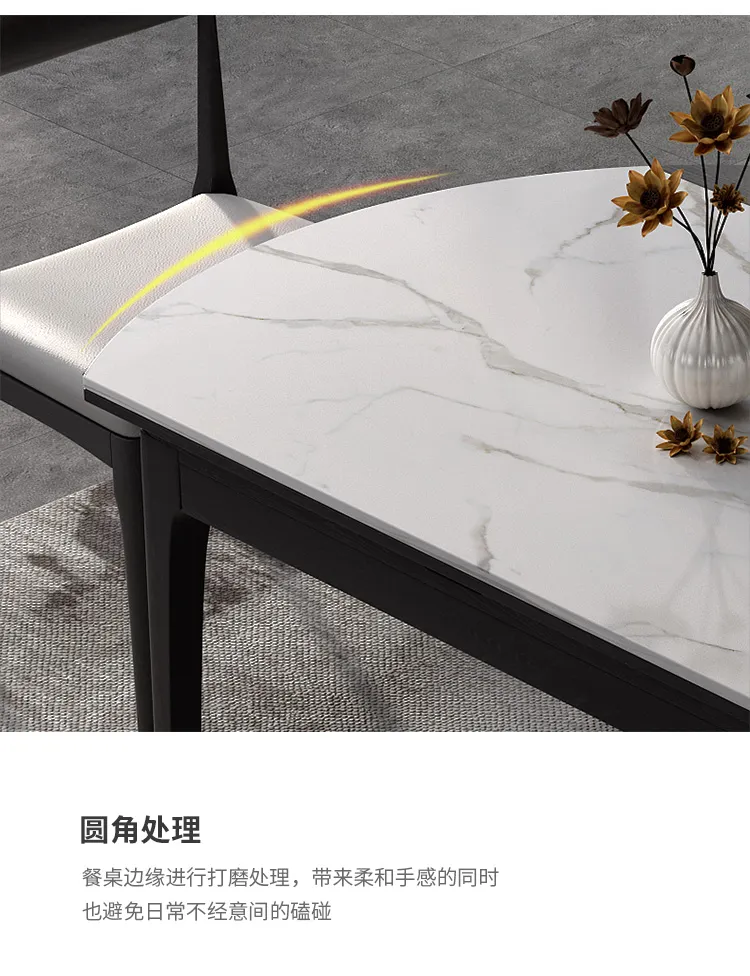A家 可折叠餐桌椅组合意式极简岩板饭桌 BQ604(图16)