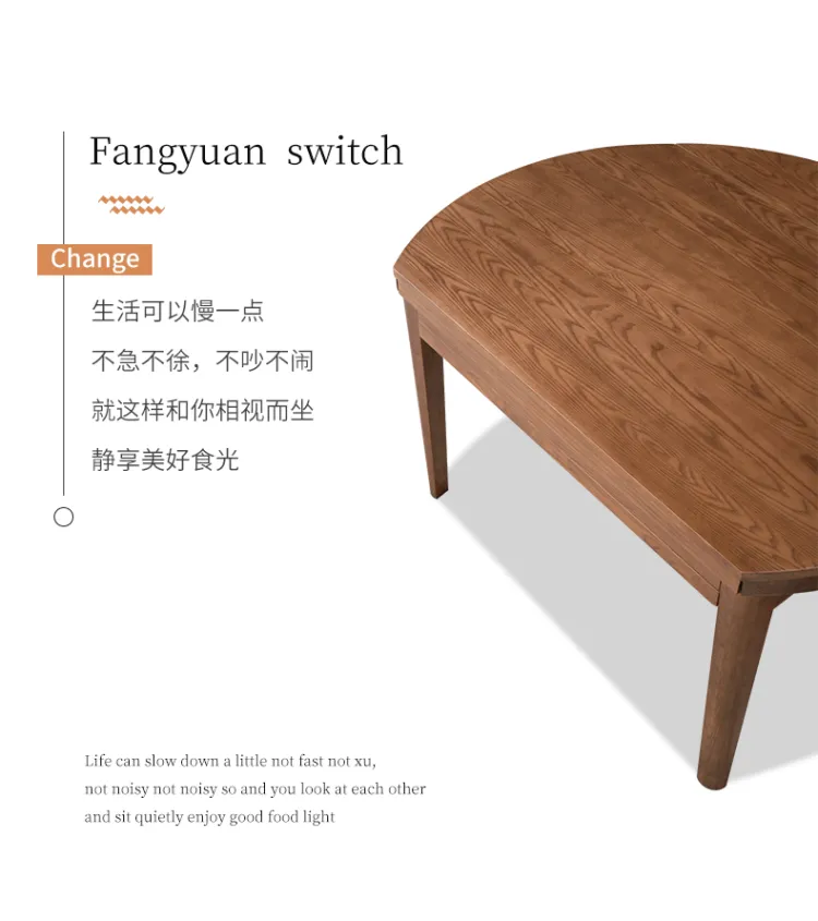 经欧家具 实木餐桌折叠伸缩现代简约北欧白蜡木圆形饭桌DT-23#椅子JO-053B#(图8)