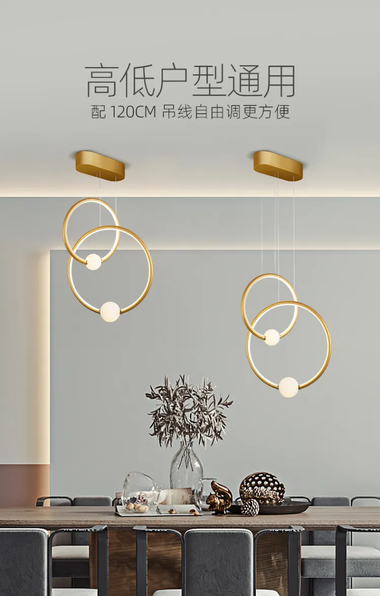 琪朗 餐厅吊灯现代简约LED轻奢戒指灯具创意个性家用吧台北欧灯 MD19001035系列(图10)