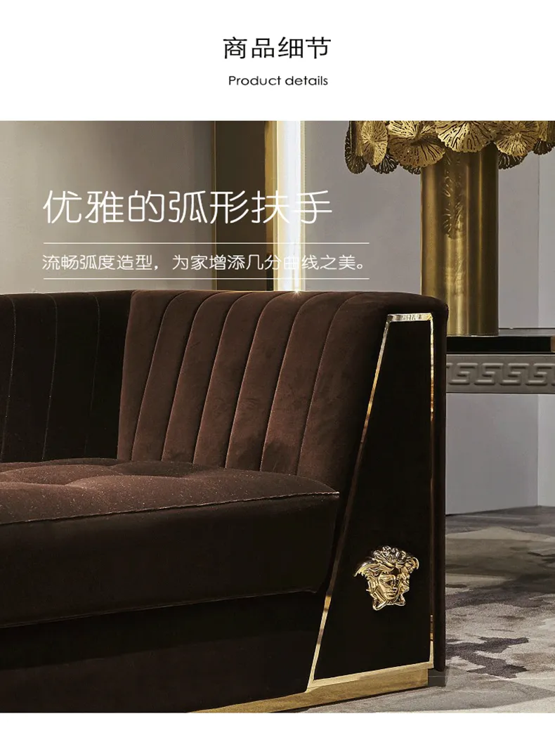 帆晨美家 现代轻奢1+2+布艺沙发组合客厅休闲沙发 FSZ-02(图8)