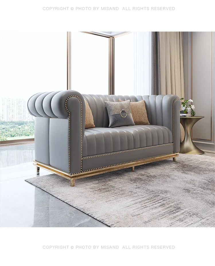 朱丽叶 后现代简约沙发美式轻奢真皮沙发小户型三人位北欧客厅组合 QY05#沙发(图7)