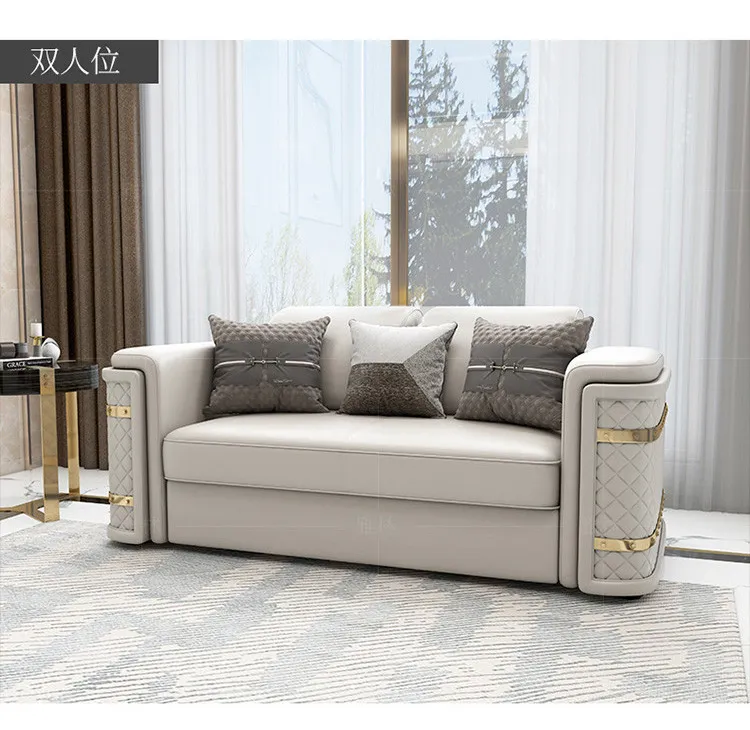 朱丽叶 后现代轻奢真皮沙发轻奢家具美式整装欧式别墅皮沙发 603#沙发(图9)