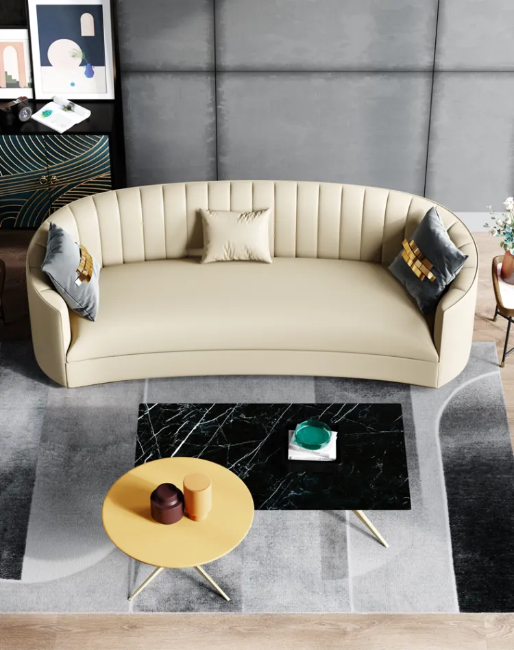 洛品家具 极简轻奢皮沙发真皮沙发创意弧形沙发 XQ052(图2)