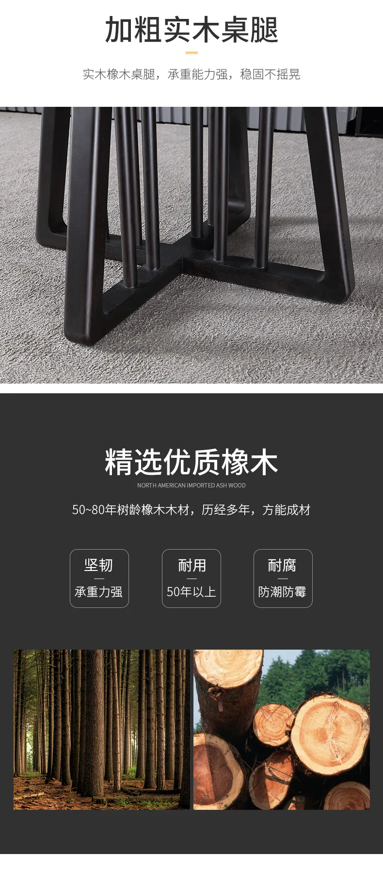 华松居 岩板餐桌椅组合现代简约带转盘家用可伸缩 8201-75(图5)