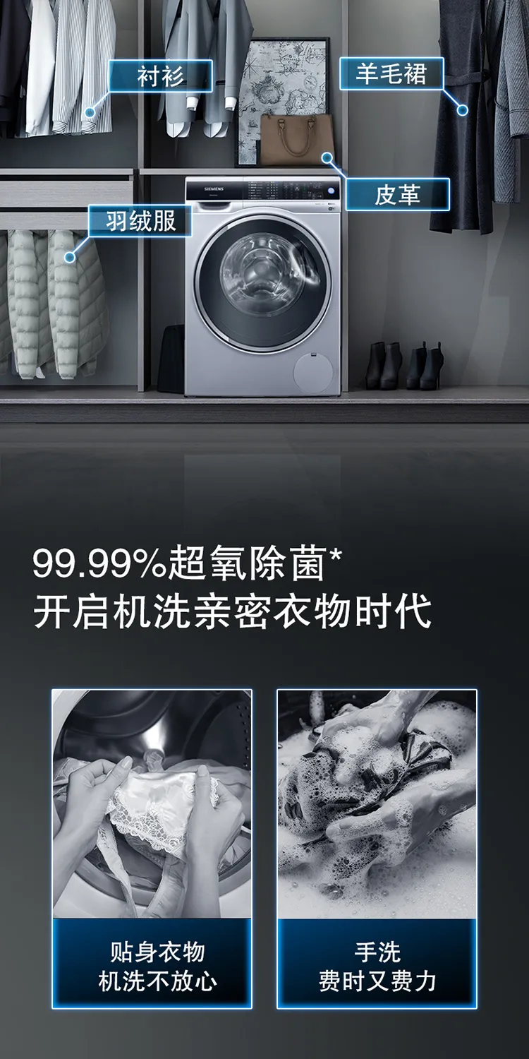 西门子10公斤全自动滚筒洗衣机除螨除菌WG54C3B8HW(图3)