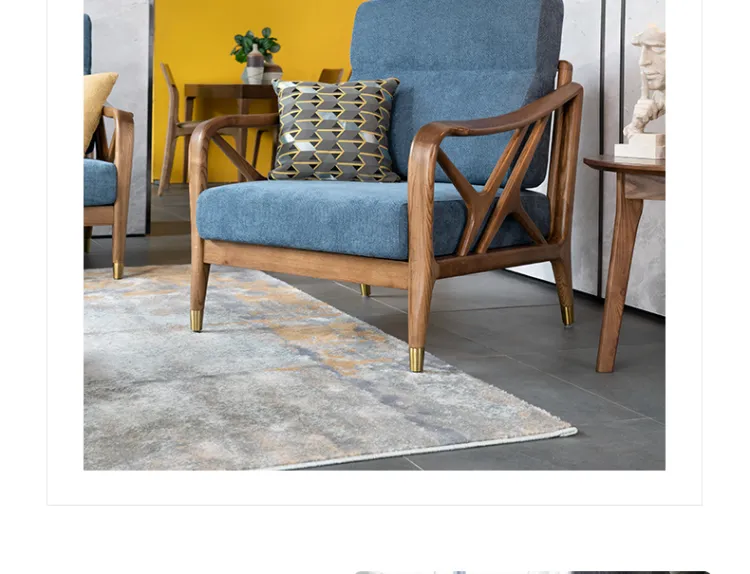 经欧家具 北欧实木沙发铜木轻奢现代简约布艺可拆洗实木套房家具(图5)