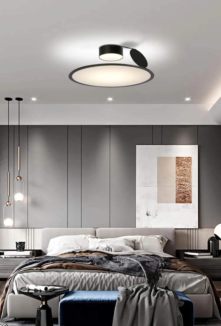琪朗 现代简约卧室吸顶灯LED家用护眼书房灯时尚个性黑色圆形灯 MX19001020系列(图13)